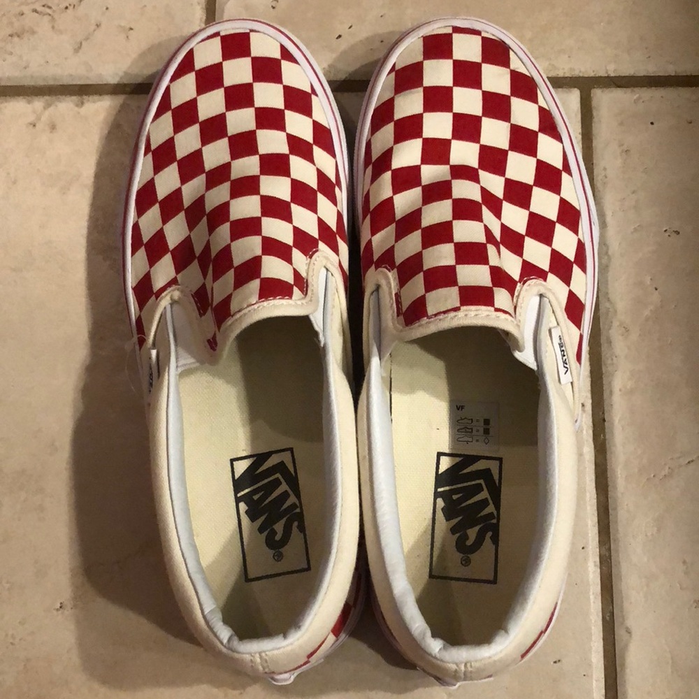 Red & white Vans size W8 or M6.5.  Only worn once.